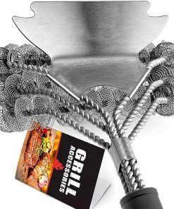 Heavy Duty Hairless Spiral Grill Brush with Scraper for Outdoor Grilling, Steam, Oversized Handle, Dishwasher Safe, Tool Accessory, Grill Cooking Clean Tool 17 Inch 2