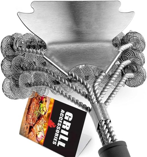 Heavy Duty Hairless Spiral Grill Brush with Scraper for Outdoor Grilling, Steam, Oversized Handle, Dishwasher Safe, Tool Accessory, Grill Cooking Clean Tool 17 Inch - Image 2