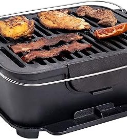 Bruntmor Pre-Seasoned Hibachi-Style Portable Cast Iron Charcoal BBQ Grill 2