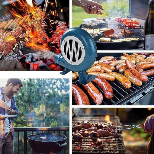 Cooking Manual BBQ Air Blower - Iron Gear Popcorn Fan Manual Fan, Hand Crank Blacksmith Forge Blower, with Duct Iron Gear Manual BBQ Blower, for Fireplace/Outdoor Hiking Grill Accessories(Size:200W) - Image 2