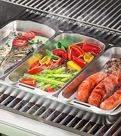 Grill Basket Set, 6-Piece Stainless Steel Large Grill Pans, 16.5″ x 11″ Pan for Outdoor Grill with Cooling Rack, BBQ Grilling Accessories for Vegetables, Fish, Meat, Great Grilling Gifts for Men 2