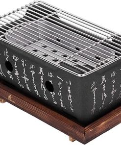 Japanese BBQ Grill, 5.3 x 5.3 x 9.7in Portable Furnace Japanese Cuisine Charcoal Stove BBQ Plate, Aluminum Alloy Hibachi Grill Charcoal Stove Household Barbecue Tools Accessories