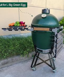 Stainless Steel Folding Side Shelves, Pair of 2, Fit for Large Big Green Egg Grill, 50% More Cooking Area Foldable Grill Table Accessories with Hardware 2