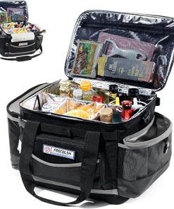 Large Grill Caddy with Lid with Adjustable Dividers, BBQ Outdoor Organizer Bag, Picnic Camping Utensil Caddy, Tailgating Essentials, Grill Gifts for Father's Day