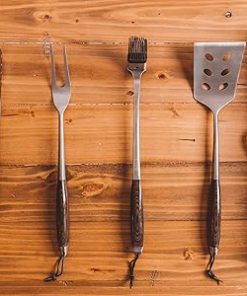 Schmidt Brothers – BBQ Carbon 6, 4-Piece Grilling Accessory Set, Full-Forged Stainless Steel Grilling Utensils Including Spatula, Fork, Basting Brush, and Tongs with All Wood Handles 2