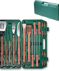 ONIVA - A Picnic Time brand 18-Piece BBQ Grill Set, Outdoor BBQ Accessories with Case, Grilling Tools for Barbecue, (Green)