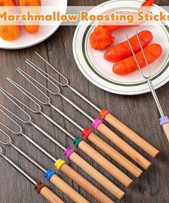 60 Pcs 28 Inch Marshmallow Roasting Sticks Bulk, Smores Skewers for Fire Pit, Hot Dog Camping Skewers Accessories Campfire Marshmellow Extendable Forks BBQ Tools Smores Sticks 2