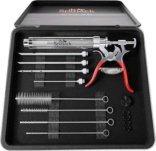 PULSE Meat Injector Gun and Injection Syringe for BBQ. Marinade Flavor Injector for Smoked Brisket, Chicken, Ribs, Pork Butt, and Turkey. Competition Barbecue Smoker Accessories Tool.