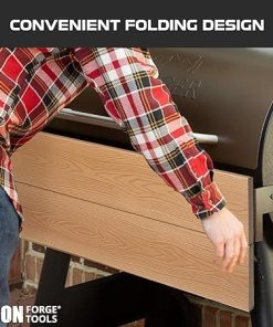 37.5×12 Composite Folding Grill Shelf Accessory – Pellet Smoker Barbeque Charcoal Grill Accessories, Compatible with Traeger Pro 34, Pro 780, Ironwood 885 Series Texas Elite, Eastwood 2