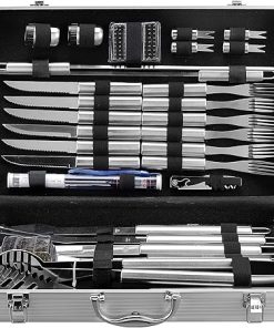 30 Piece BBQ Grilling Gift Set - Professional Grade Stainless Steel Barbecue Grill Tool Set with Aluminum Storage Case - includes 4-in-1 Spatula Turner, Tongs and Many Other BBQ Grilling Accessories