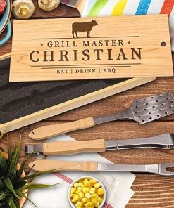 Personalized Grill Master BBQ Set - BBQ Grill Tool Set, Personalized Barbecue Set, Grilling Tools, Grilling Gifts, Custom Grilling Set