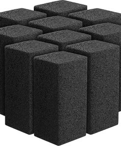 10 Pieces Commercial Grade Grill Cleaning Brick Bulk Heavy Duty Pumice Stone Brick Cleaning Grill Stone Reusable for Home Restaurant Griddles, Flat Top and BBQ Grates Outdoor Cleans(Black)