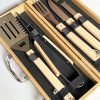 Royal Gourmet CC1830V 30 Barrel Charcoal Grill & Cuisinart CGS-W13 Wooden Handle Tool Set, Black, Deluxe Pizza Grilling Pack (13-Piece) 4