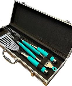 Toadfish BBQ Grill Accessories Set, 3-Piece Stainless Steel Grilling Tools with Aluminum Case, Grill Tongs, Grill Fork & Grill Spatula