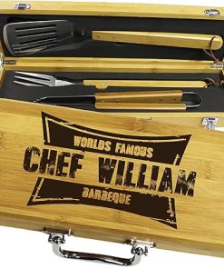 My Personal Memories Personalized Engraved Grill BBQ Gifts Set for Men Dad Father Him - Barbecue Grilling Set with Tools