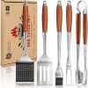 BBQ Grilling Accessories - Barbecue Tool Sets - Luxury Grill Accessories Kit - Grill Set – Premium Stainless Steel Equipment - 5 in 1 BBQ Tongs, Meat Fork, Spatula & Basting Brush