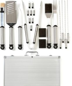 Picnic at Ascot 20 Piece Stainless Steel BBQ Barbecue Grill Tool Set with Aluminum Case