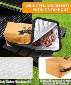 BBQ Insulated Meat Resting Bag, Reusable BBQ Blanket for Resting Meat, Foldable Brisket Blanket with Zipper, Large Capacity Beef Brisket, Smoker Accessories for Grilling Pork Turkey (15 In＋21 In) 2