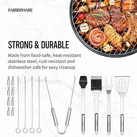 Farberware BBQ Tool Set with Carrying Case, 18 Piece, Stainless Steel 2 Farberware BBQ Tool Set with Carrying Case, 18 Piece, Stainless Steel - Image 2