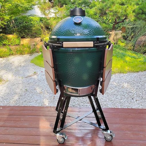 Large Big Green Egg Nest, Grill Stand for Big Green Egg Accessories, Rolling Nest with Heavy Duty Locking Caster Wheels Powder Coated Steel for BGE Smoker Kamado Joe Accessories - Image 2
