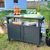 Portable Grill Cart for Weber Lumin Compact Outdoor Electric Barbecue for Weber 91010901 91300901 Folding Outdoor Barbecue Cart, Grill Portable Barbecue Table with Side Table 3