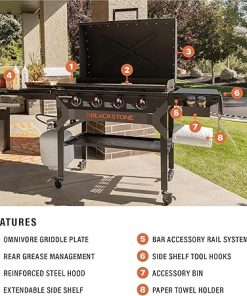Blackstone 2310 Iron Forged 36” Omnivore Griddle with X-Braced Hood, Powder Coated Steel, Black 2
