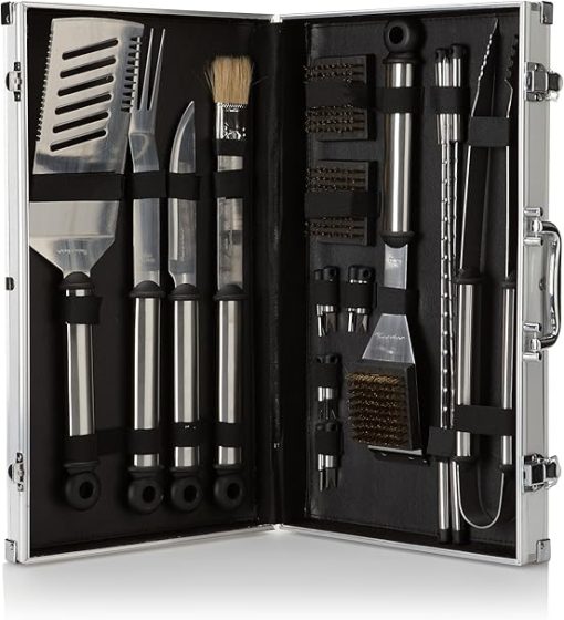 Picnic at Ascot 20 Piece Stainless Steel BBQ Barbecue Grill Tool Set with Aluminum Case - Image 2