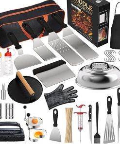 134 Pcs Griddle Accessories Kit, Upgraded Griddle Accessories for Blackstone - Perfect Flat Top Grilling Accessories, Professional Round Melting Dome with Cast Iron Smash Burger Press for Barbecue.