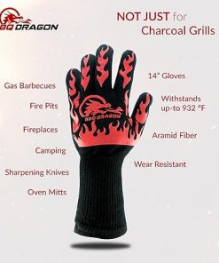 BBQ Dragon Ultimate Grill Accessories Set – Extreme Heat Resistant Gloves – Digital Meat Thermometer with Probe 2