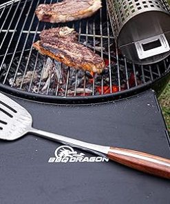 BBQ Dragon 3 Piece Heavy Duty Grill Tool Set – Stainless Steel BBQ Utensils with Rosewood Handles, Spatula, Tongs & Fork – Premium Grilling Kit for Outdoor Cooking & Barbecue Enthusiasts 2