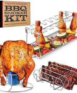 Modern Innovations Grill Racks, Chicken Leg Rack Drumstick Holder, Beer Can Chicken Holder Butt Stand, BBQ Smoke Rib Rack, Smoker Accessories Gifts For Men, Smoking and Grilling Gift Set