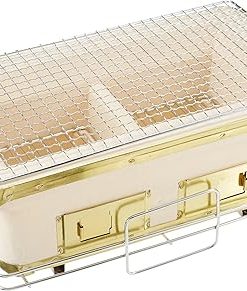 BUNDOK BD-383 Oblong Shichirawa Large, Charcoal, Diatomaceous Earth, Beige, Stand Included (For 3-4 People)